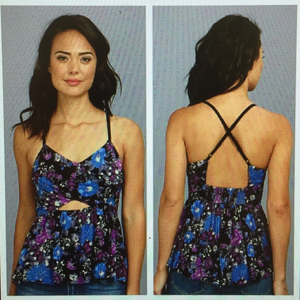 Free people floral cut out tank